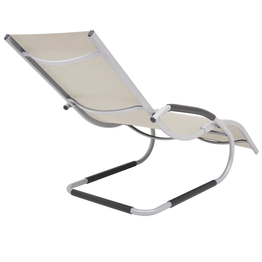 Chaise longue avec oreiller Aluminium et textilène Crème - 4