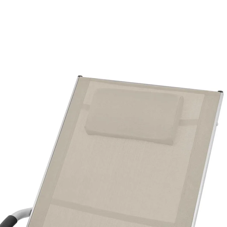 Chaise longue avec oreiller Aluminium et textilène Crème - 5