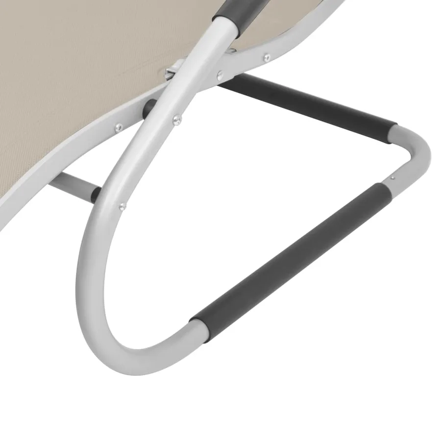 Chaise longue avec oreiller Aluminium et textilène Crème - 6