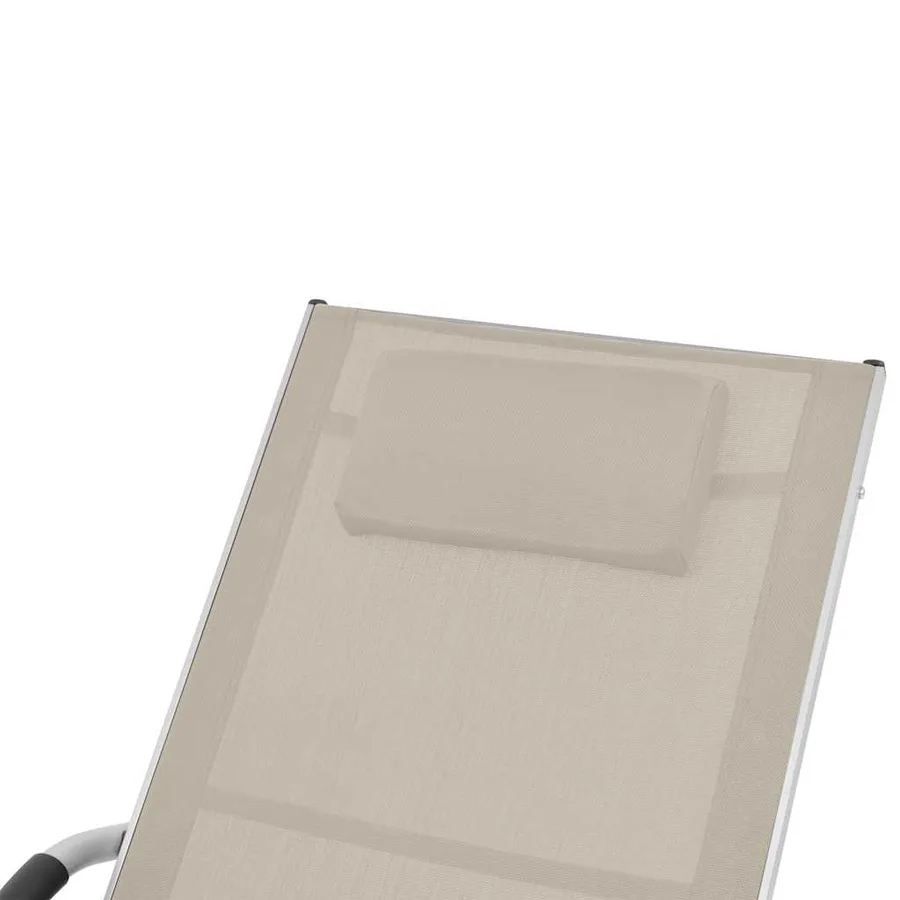 Chaise longue avec oreiller Aluminium et textilène Crème - 7
