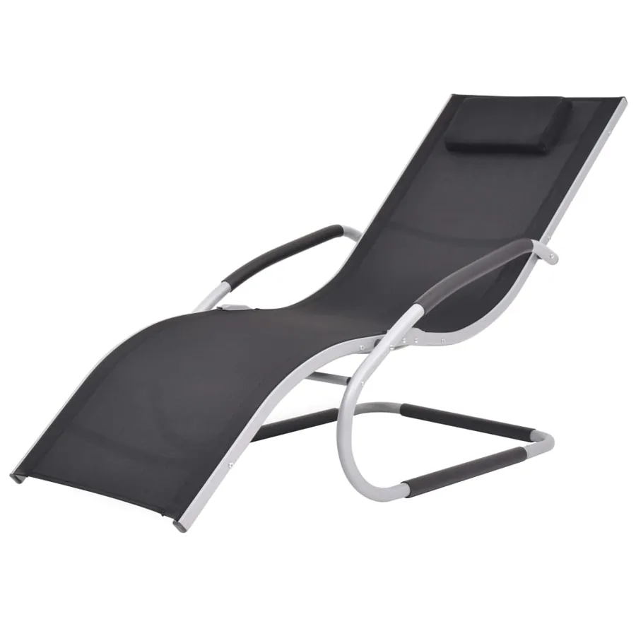 Chaise longue avec oreiller Aluminium et textilène Crème - 9