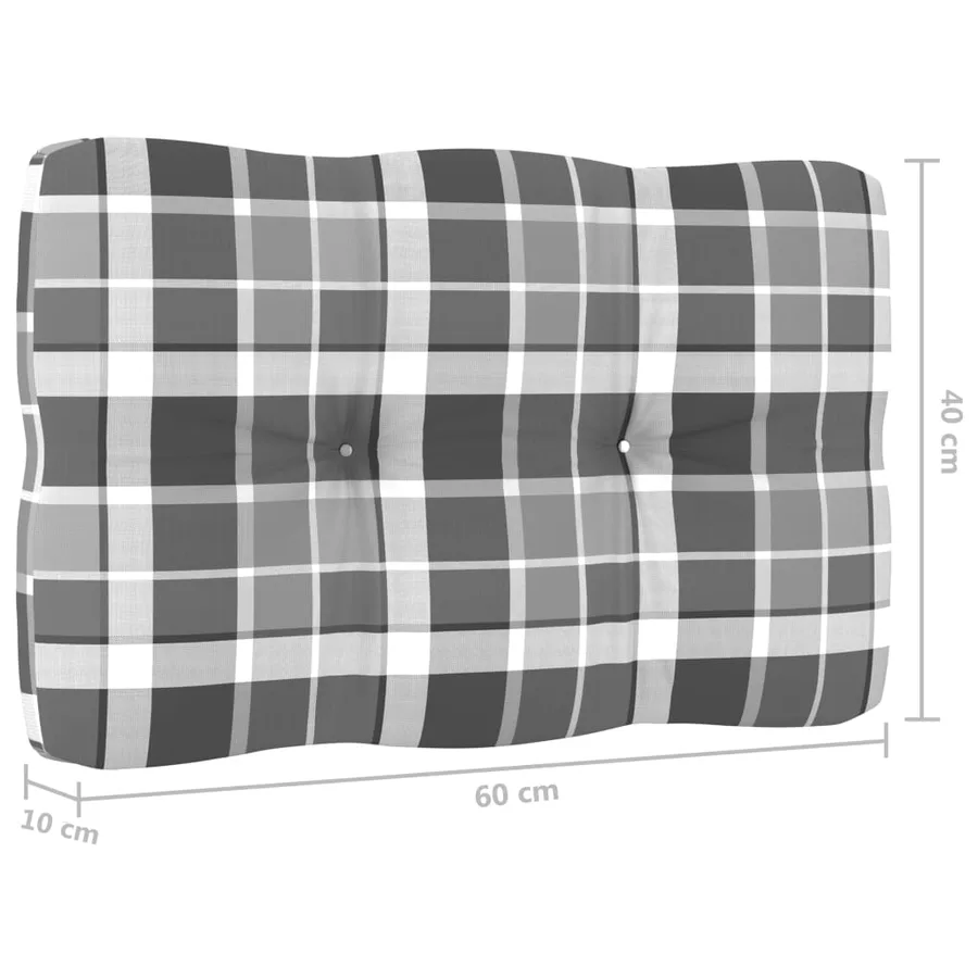 Chaise de jardin et coussins carreaux gris Bois de pin imprégné - 5