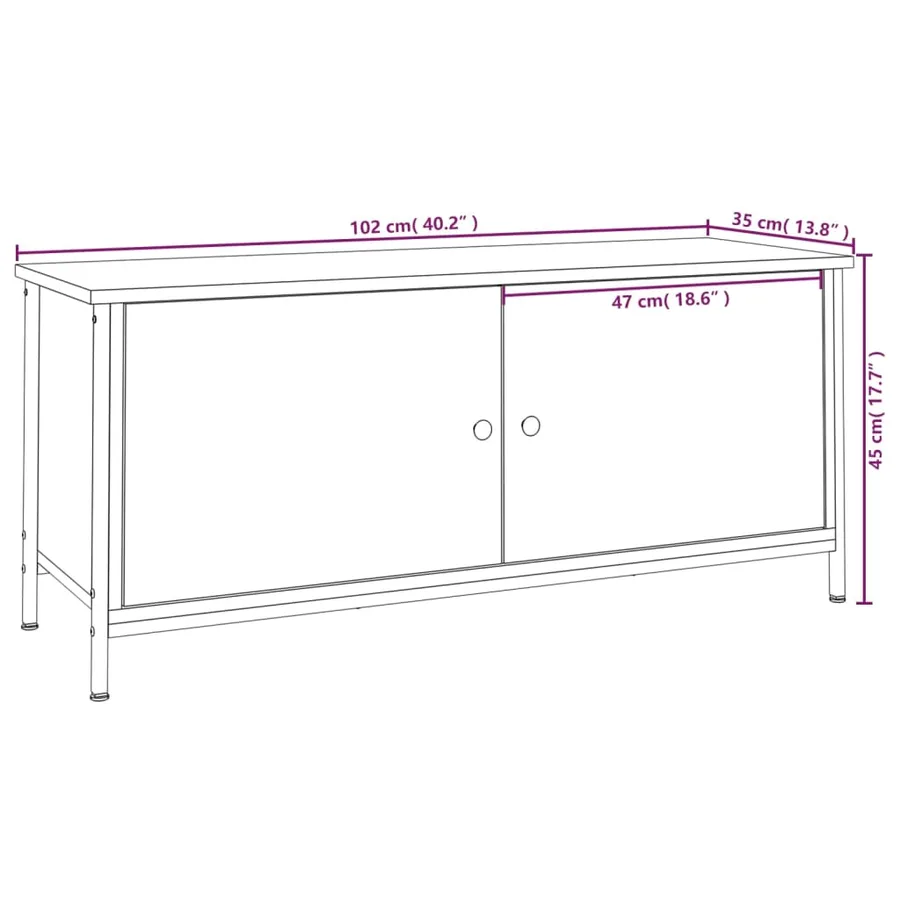 Meuble TV avec portes chêne fumé 102x35x45 cm bois d'ingénierie - 10