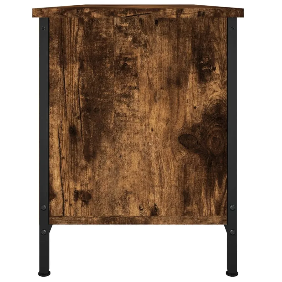 Meuble TV avec portes chêne fumé 102x35x45 cm bois d'ingénierie - 7