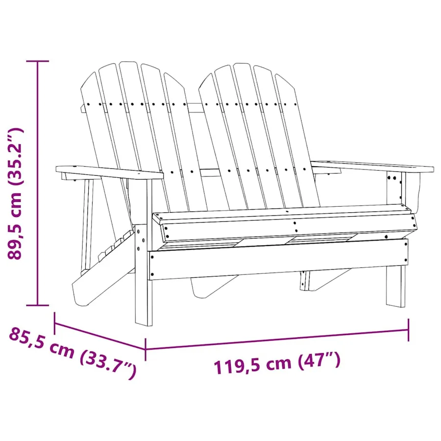 Chaise de jardin Adirondack 2 places bois de sapin massif - 6