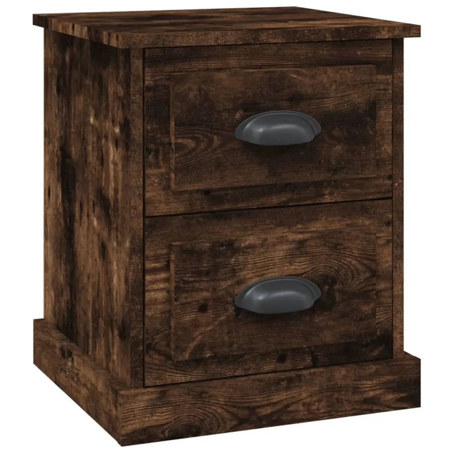 Table de chevet chêne fumé 39x39x47,5 cm bois d'ingénierie - 2