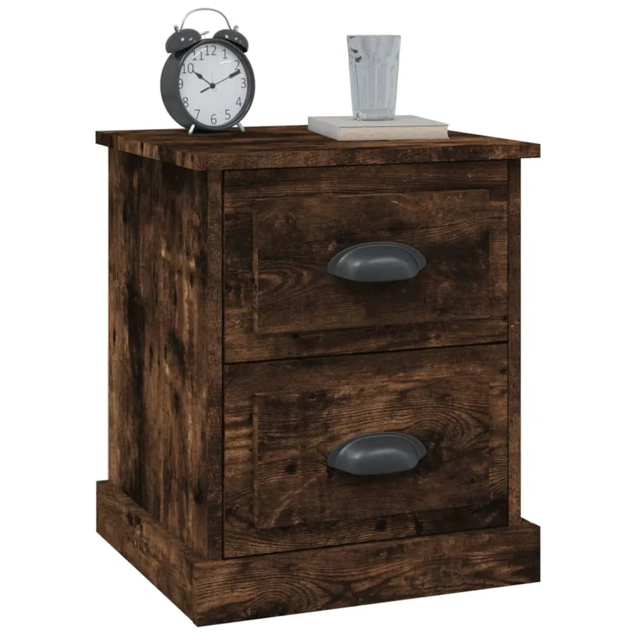 Table de chevet chêne fumé 39x39x47,5 cm bois d'ingénierie - 4