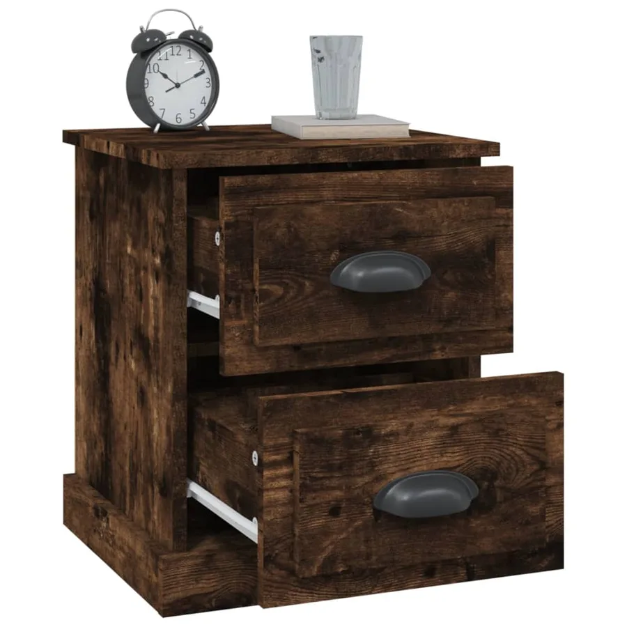Table de chevet chêne fumé 39x39x47,5 cm bois d'ingénierie - 5