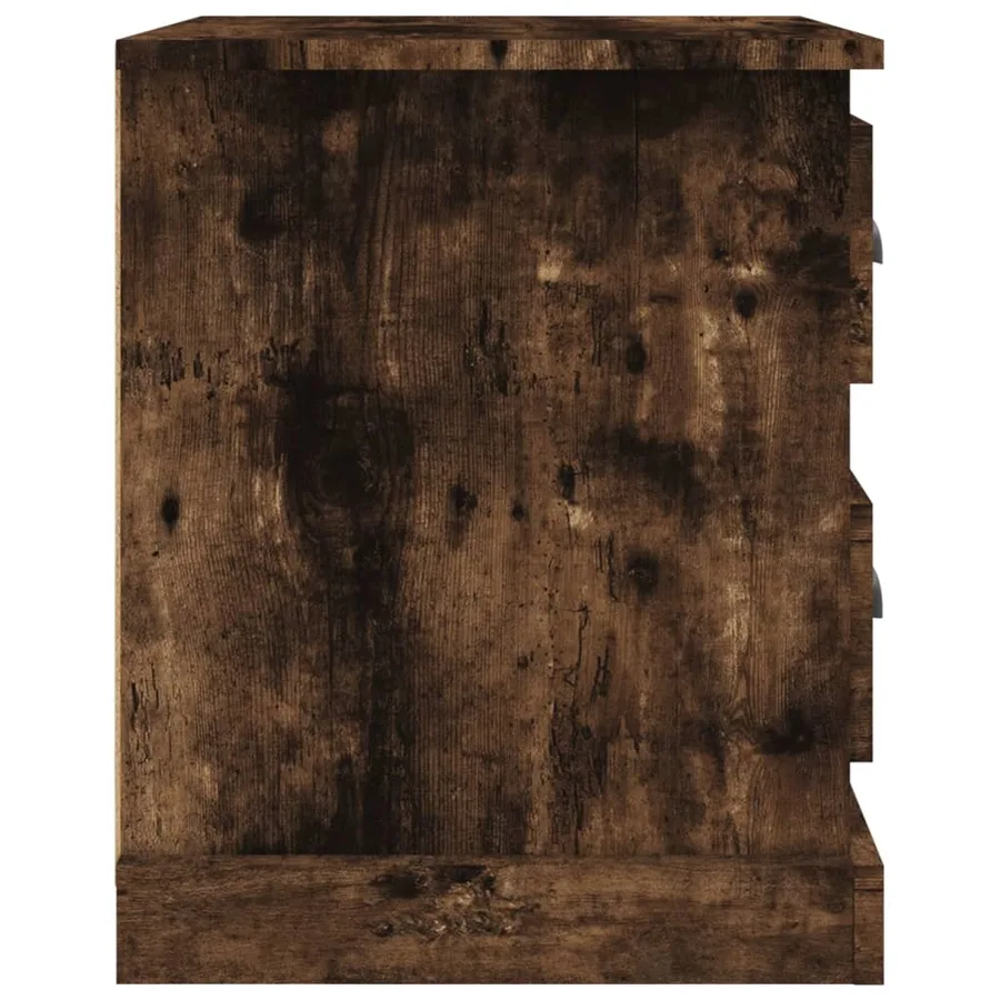 Table de chevet chêne fumé 39x39x47,5 cm bois d'ingénierie - 8