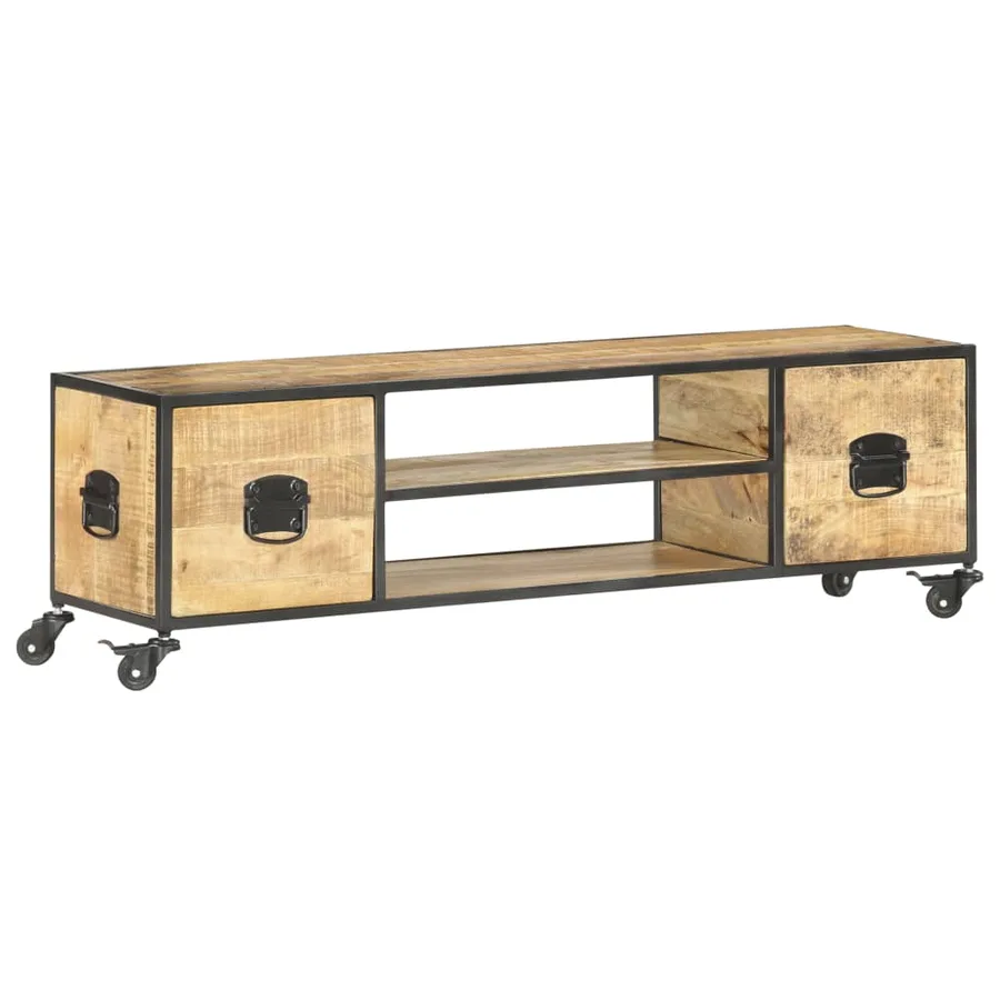 Meuble TV 130x30x39 cm Bois massif de manguier - 10