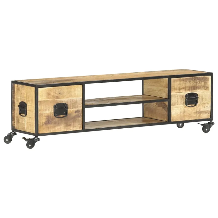 Meuble TV 130x30x39 cm Bois massif de manguier - 11