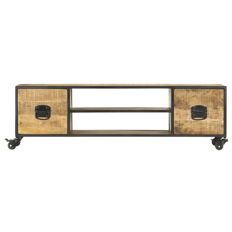 Meuble TV 130x30x39 cm Bois massif de manguier - 2
