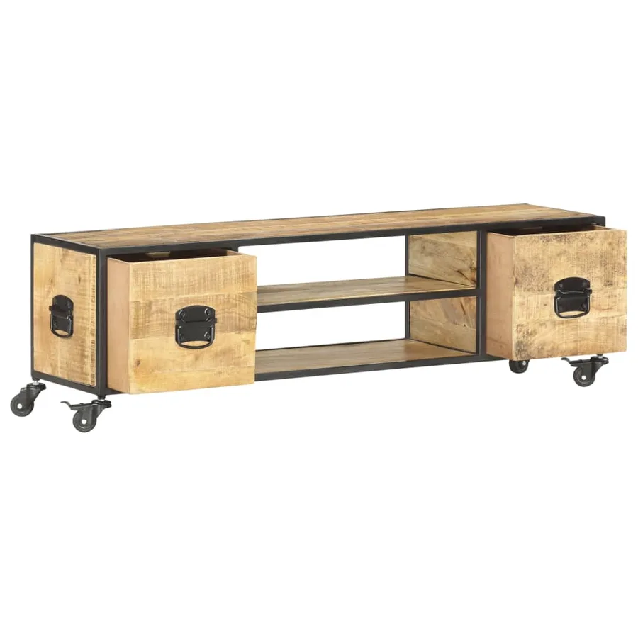 Meuble TV 130x30x39 cm Bois massif de manguier - 3