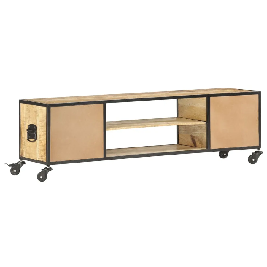 Meuble TV 130x30x39 cm Bois massif de manguier - 4