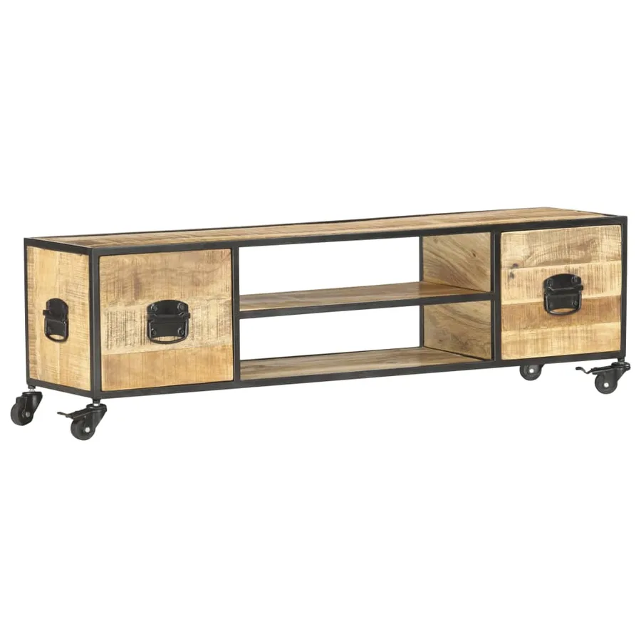Meuble TV 130x30x39 cm Bois massif de manguier - 8