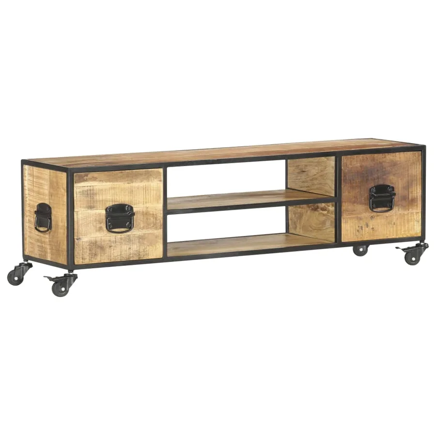 Meuble TV 130x30x39 cm Bois massif de manguier - 9