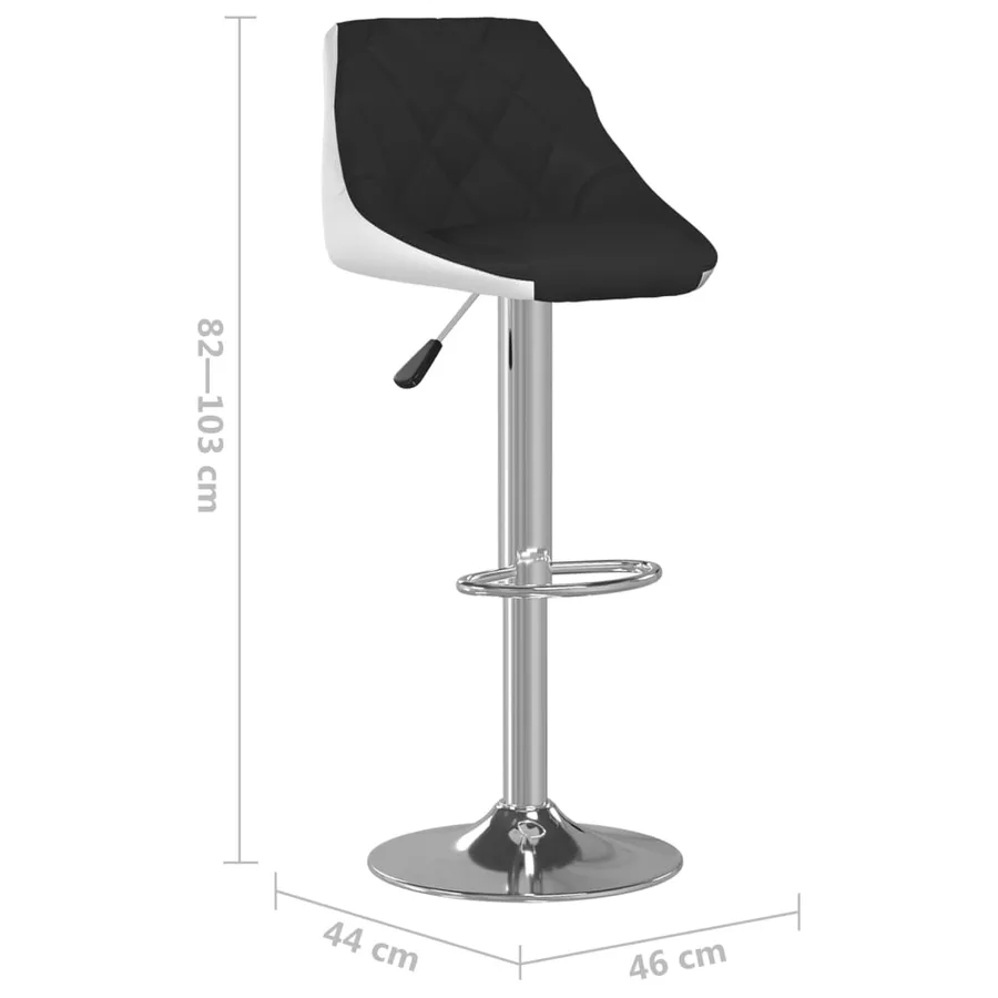 Tabourets de bar lot de 2 noir et blanc similicuir - 11