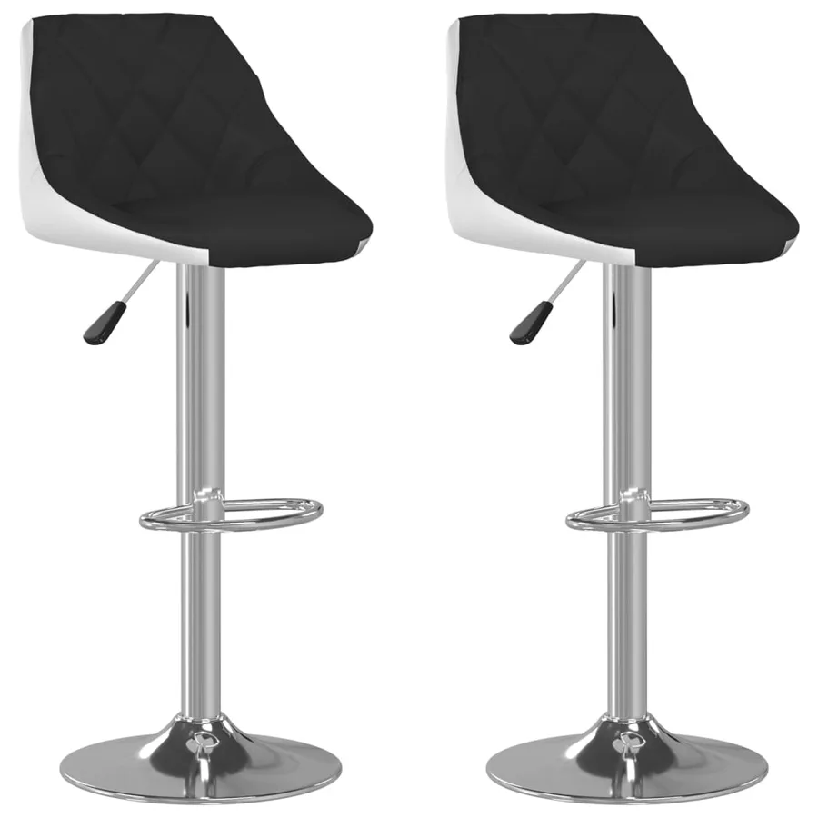 Tabourets de bar lot de 2 noir et blanc similicuir - 2