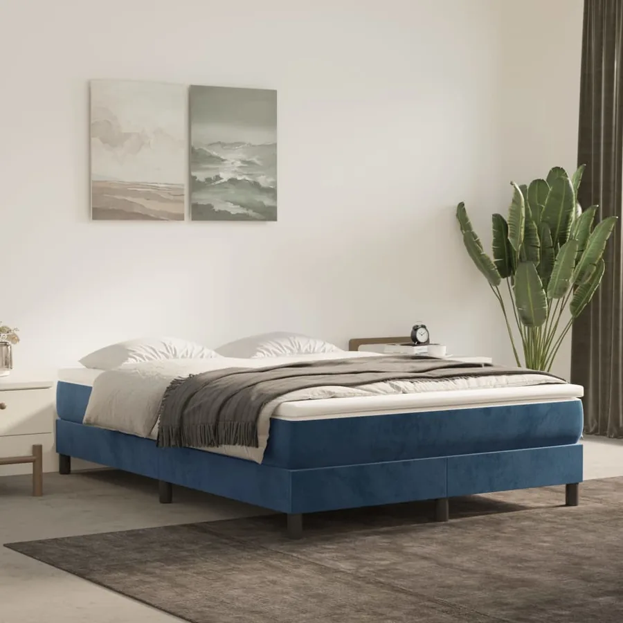 Matelas de lit à ressorts ensachés fermeté moyenne Bleu foncé 140x200x20 cm