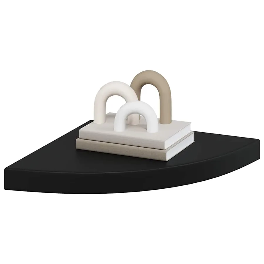 Étagères d'angle flottantes 4 pcs noir 35x35x3,8 cm MDF - 4