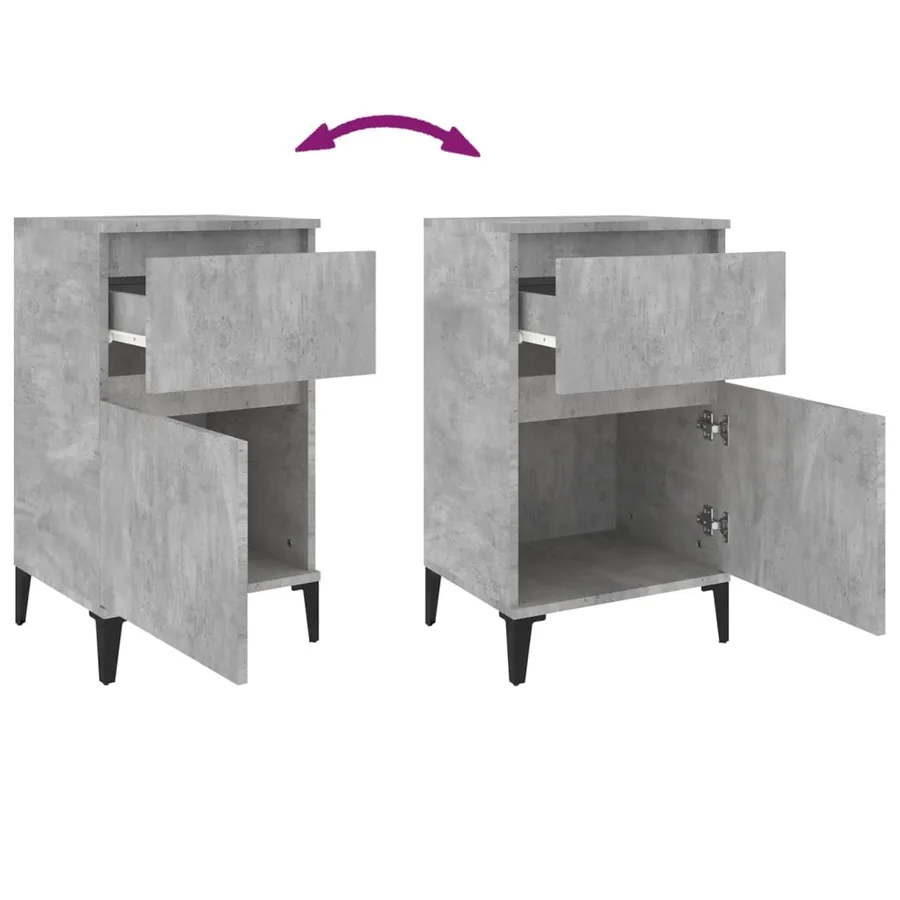 Table de chevet gris béton 40x35x70 cm - 9