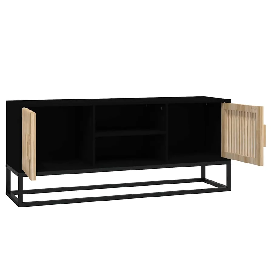Meuble TV noir 105x30x45 cm bois d'ingénierie et fer - 4