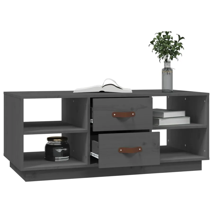 Table basse Gris 100x50x41 cm Bois massif de pin - 4