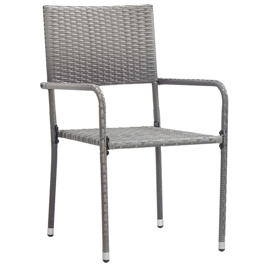 Chaise à dîner de jardin empilable lot de 2 gris résine tressée - 2