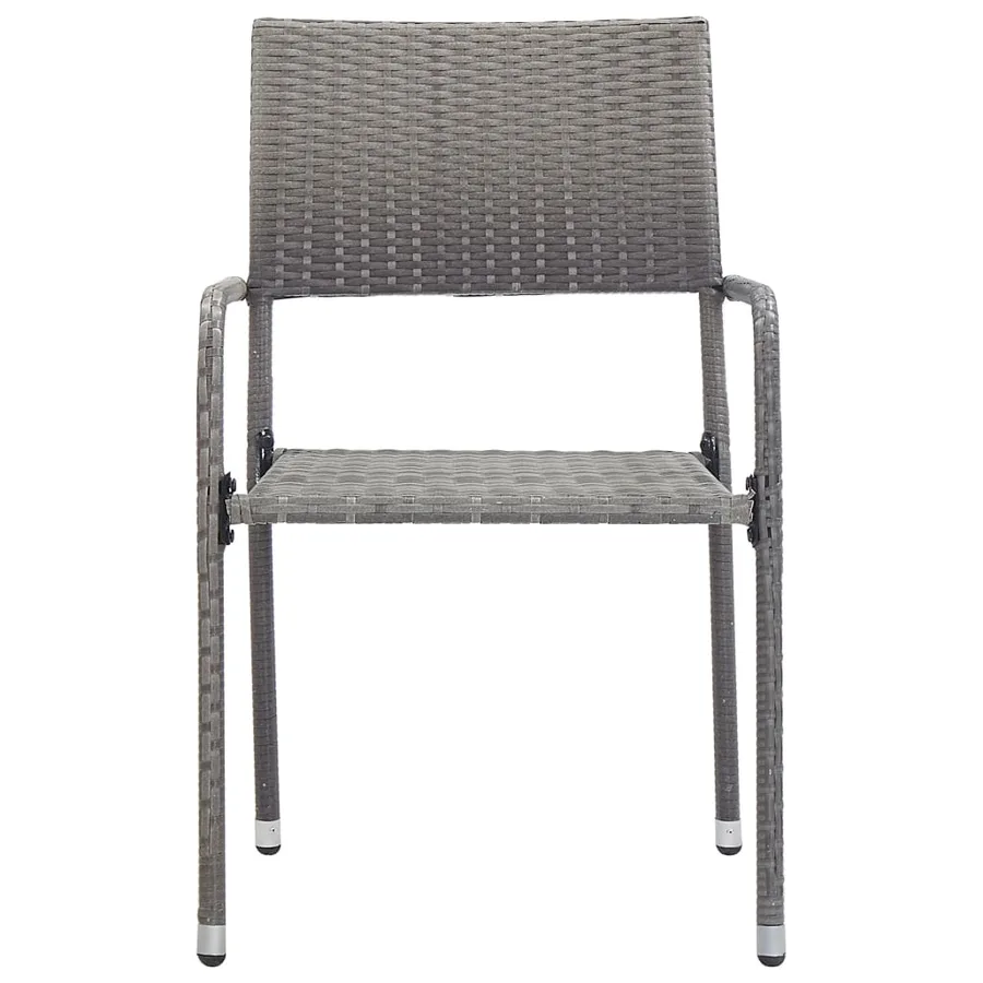 Chaise à dîner de jardin empilable lot de 2 gris résine tressée - 3