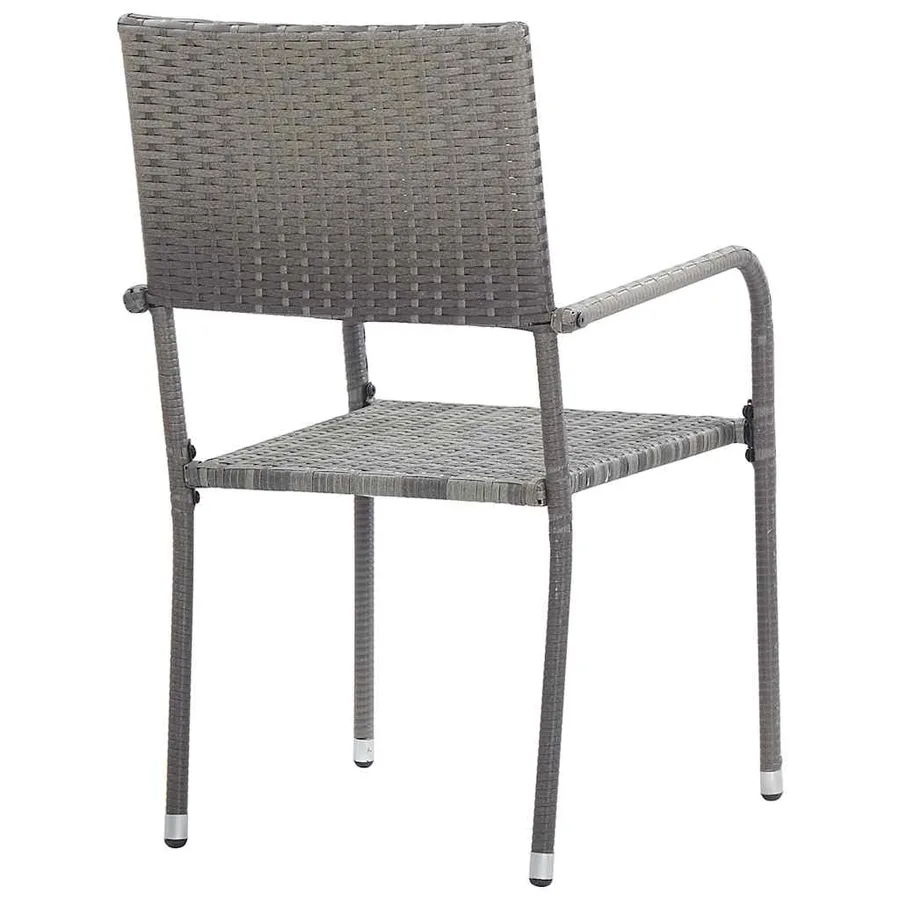 Chaise à dîner de jardin empilable lot de 2 gris résine tressée - 5