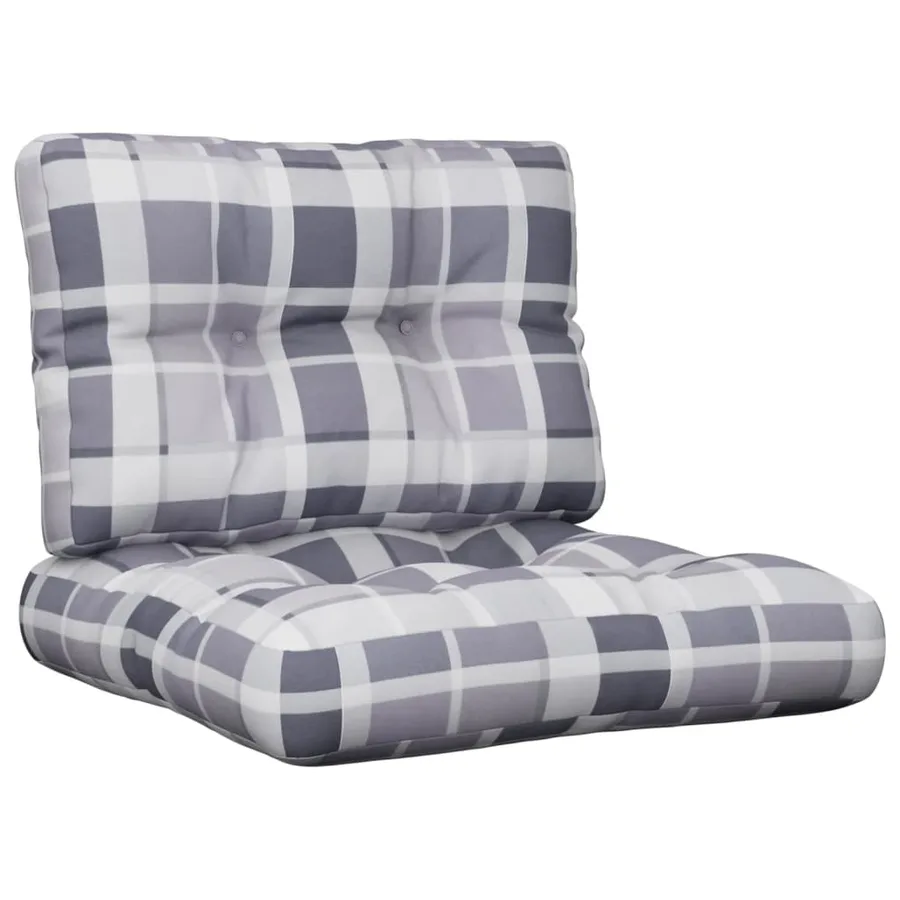 Coussins de palette lot de 2 motif à carreaux gris tissu - 2
