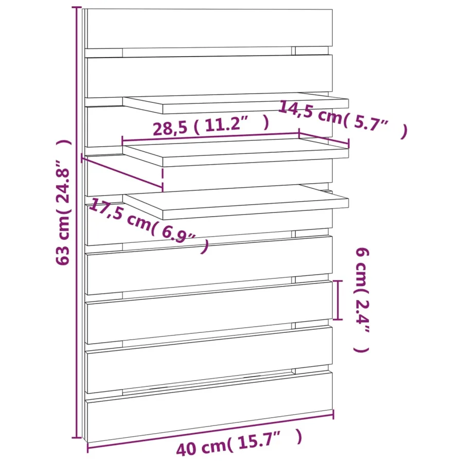 Étagères de chevet murales 2 pcs Gris Bois de pin massif - 10