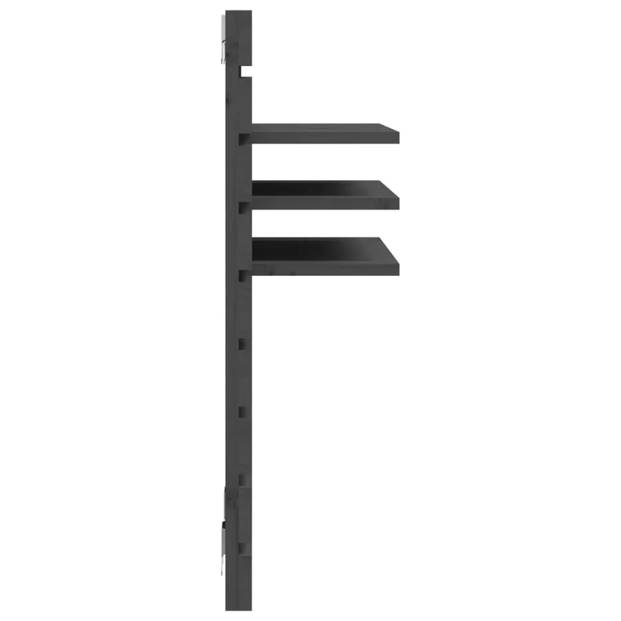 Étagères de chevet murales 2 pcs Gris Bois de pin massif - 7