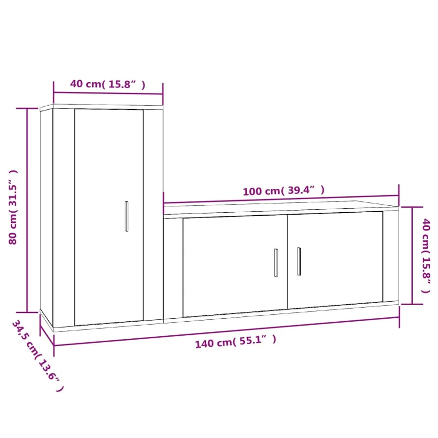 Ensemble de meubles TV 2 pcs Chêne fumé Bois d'ingénierie - 8