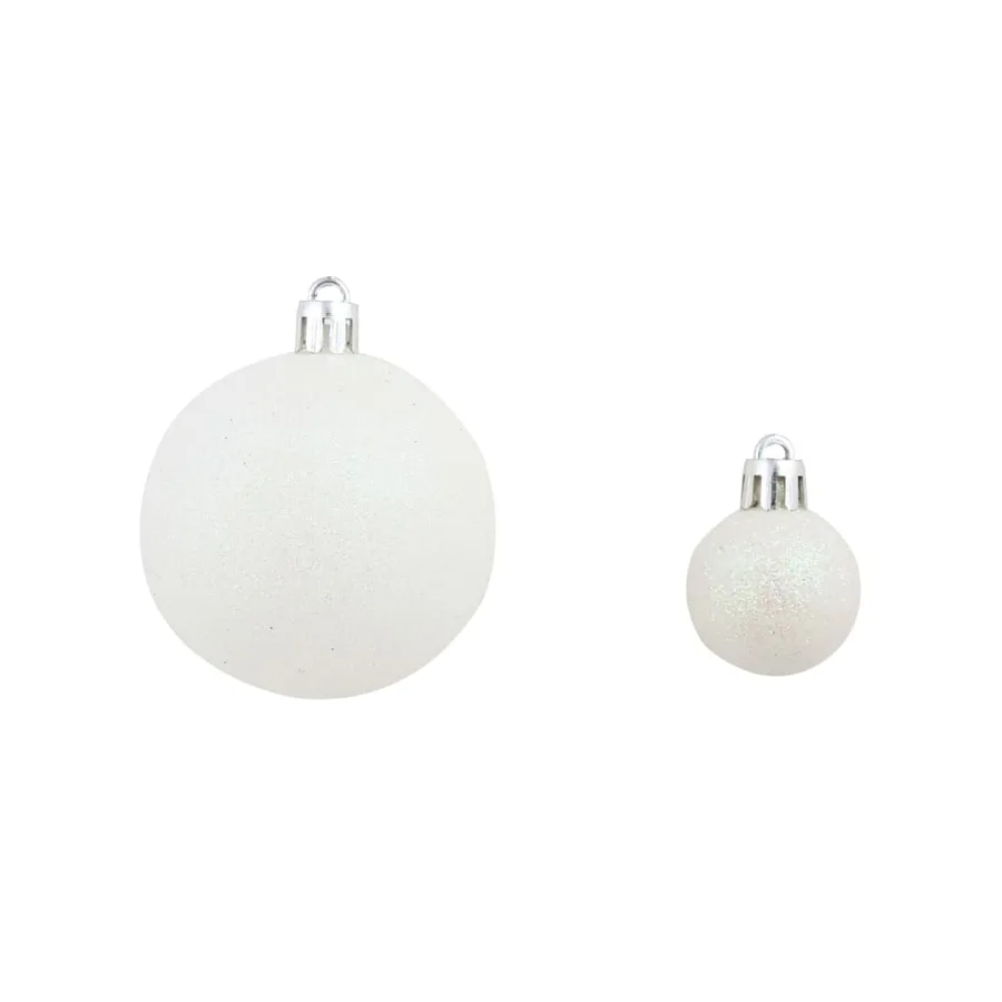 Ensemble de boules de Noël 100 pcs 3/4/6 cm Blanc/Gris - 10