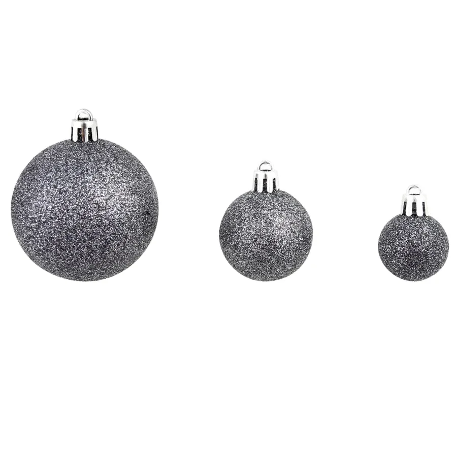 Ensemble de boules de Noël 100 pcs 3/4/6 cm Blanc/Gris - 4