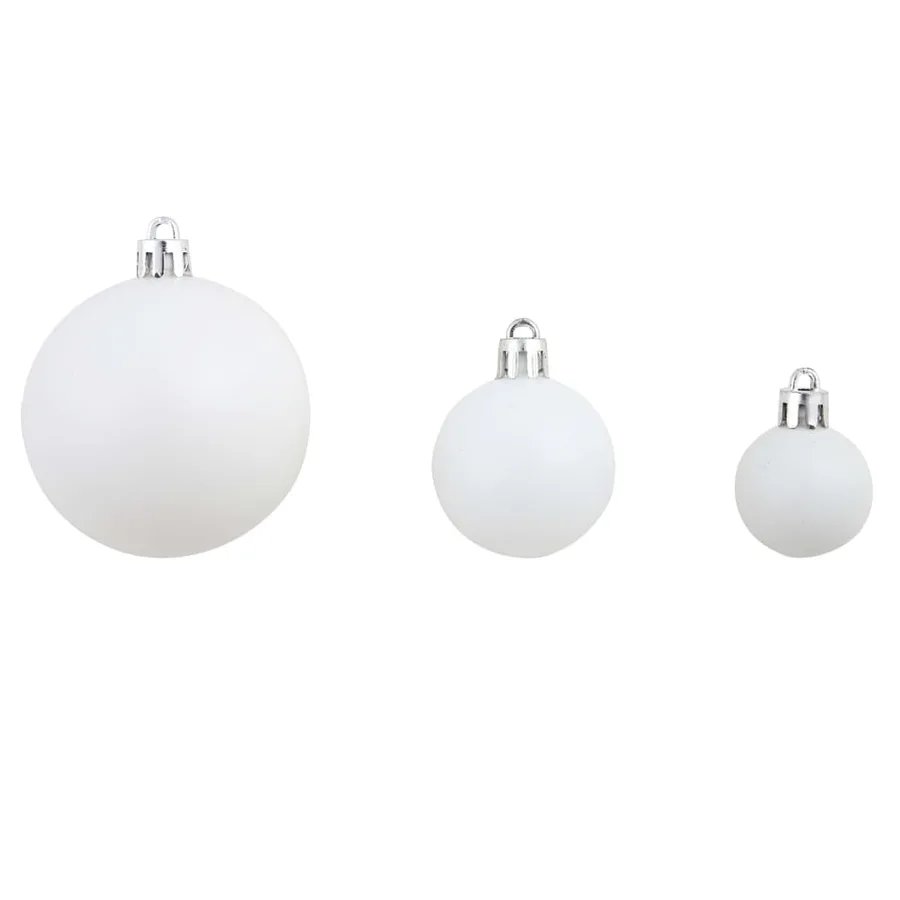 Ensemble de boules de Noël 100 pcs 3/4/6 cm Blanc/Gris - 6