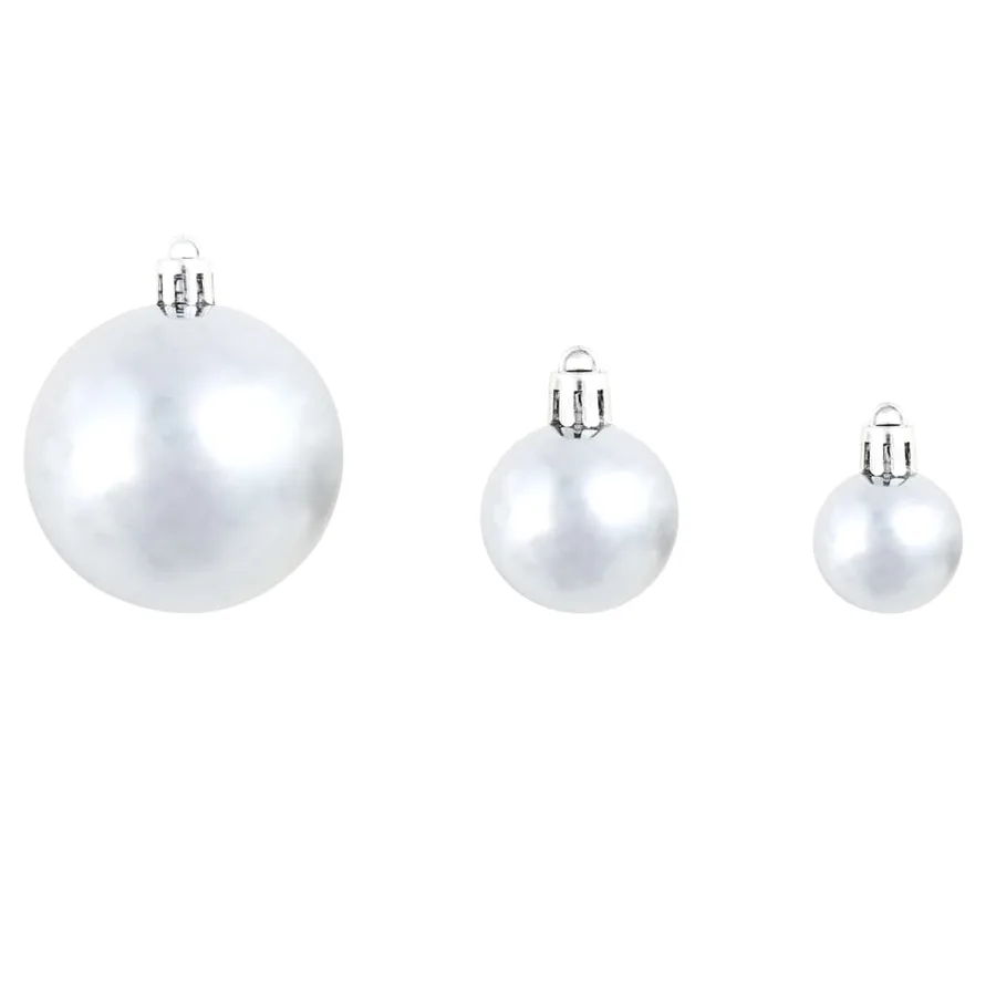 Ensemble de boules de Noël 100 pcs 3/4/6 cm Blanc/Gris - 8