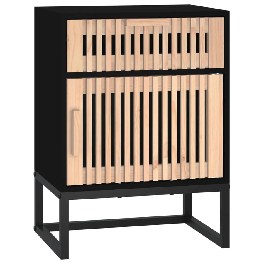 Table de chevet noir 40x30x55,5 cm bois d’ingénierie et fer - 2