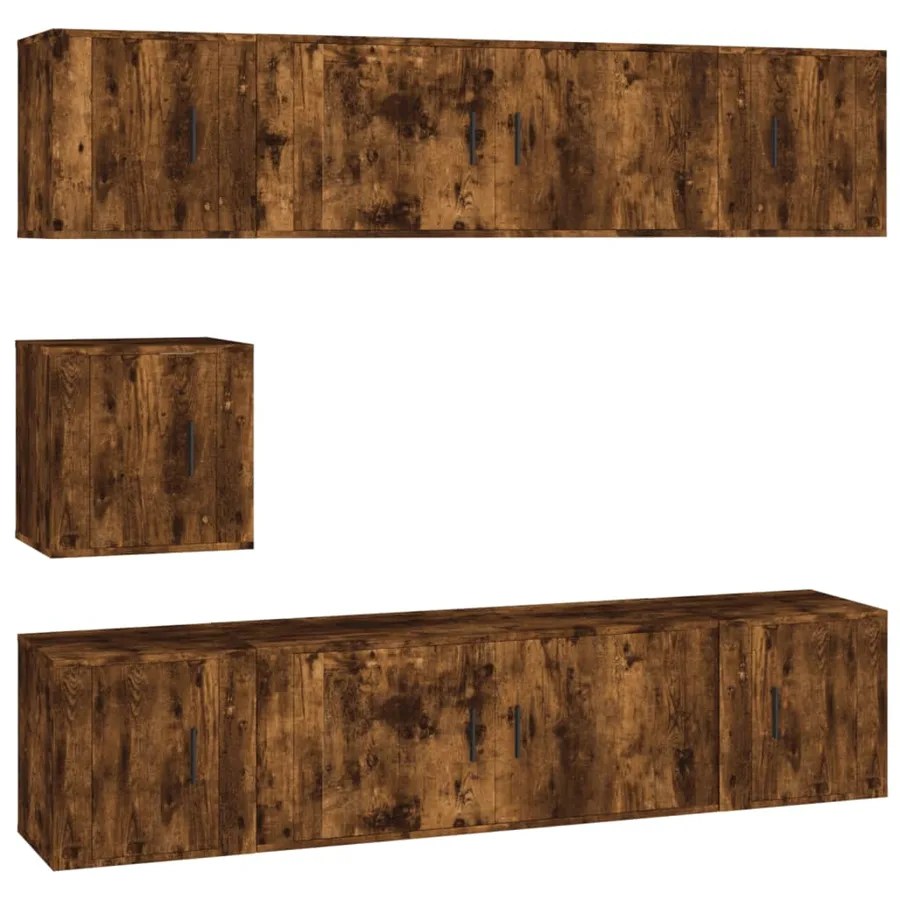 Ensemble de meubles TV 7 pcs Chêne fumé Bois d'ingénierie - 2
