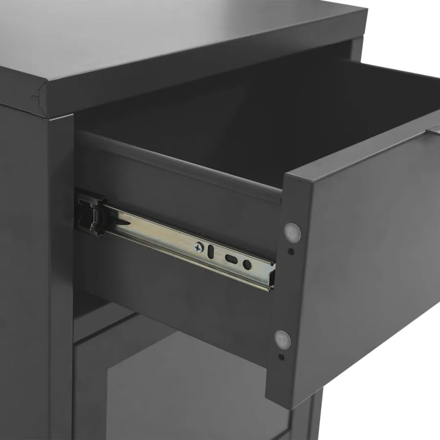 Tables de chevet 2 pcs Anthracite 40x30x54,5 cm Acier et verre - 11