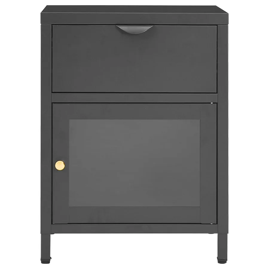 Tables de chevet 2 pcs Anthracite 40x30x54,5 cm Acier et verre - 4