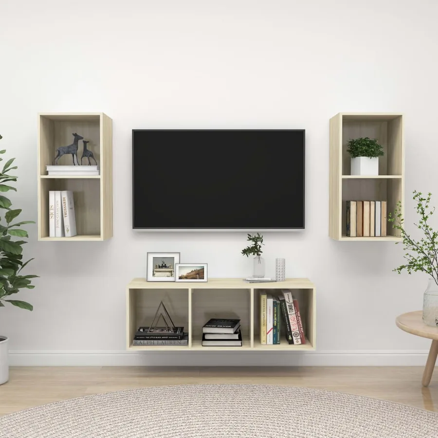 Ensemble de meubles TV 3 pcs Chêne sonoma Bois d'ingénierie