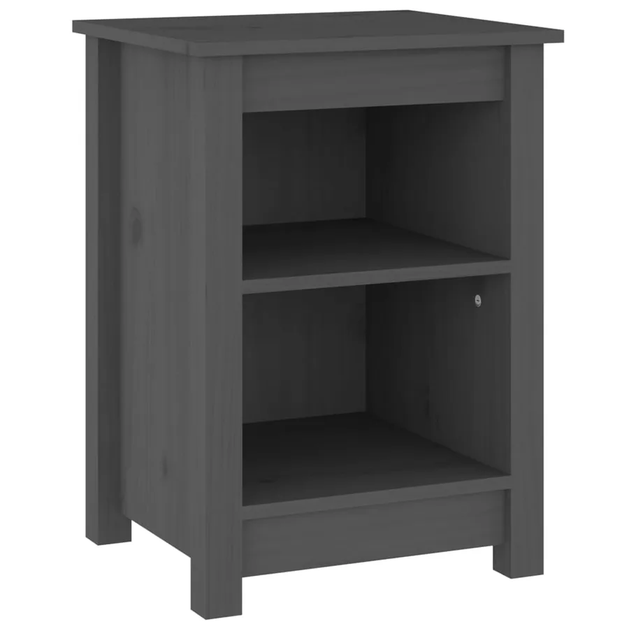 Tables de chevet 2 pcs Gris 40x35x55 cm Bois de pin solide - 3