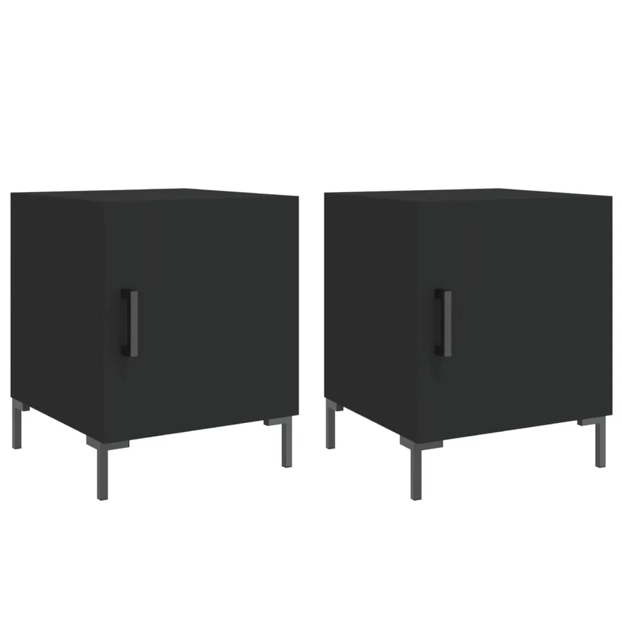 Tables de chevet 2 pcs noir 40x40x50 cm bois d’ingénierie - 2