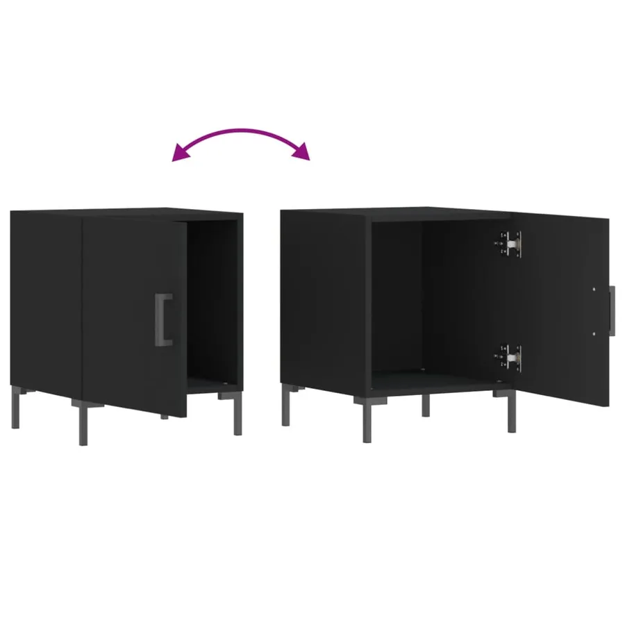 Tables de chevet 2 pcs noir 40x40x50 cm bois d’ingénierie - 7