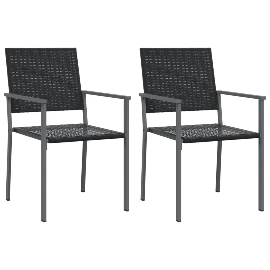 Chaises de jardin lot de 2 noir 54x62,5x89 cm résine tressée - 2