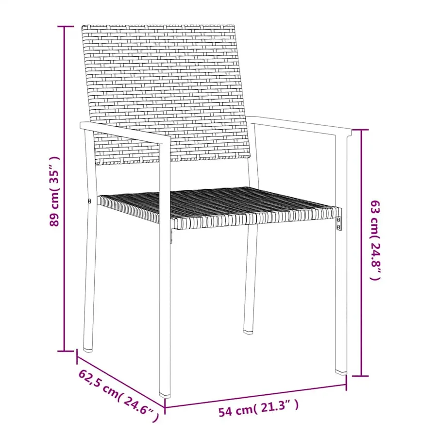 Chaises de jardin lot de 2 noir 54x62,5x89 cm résine tressée - 8