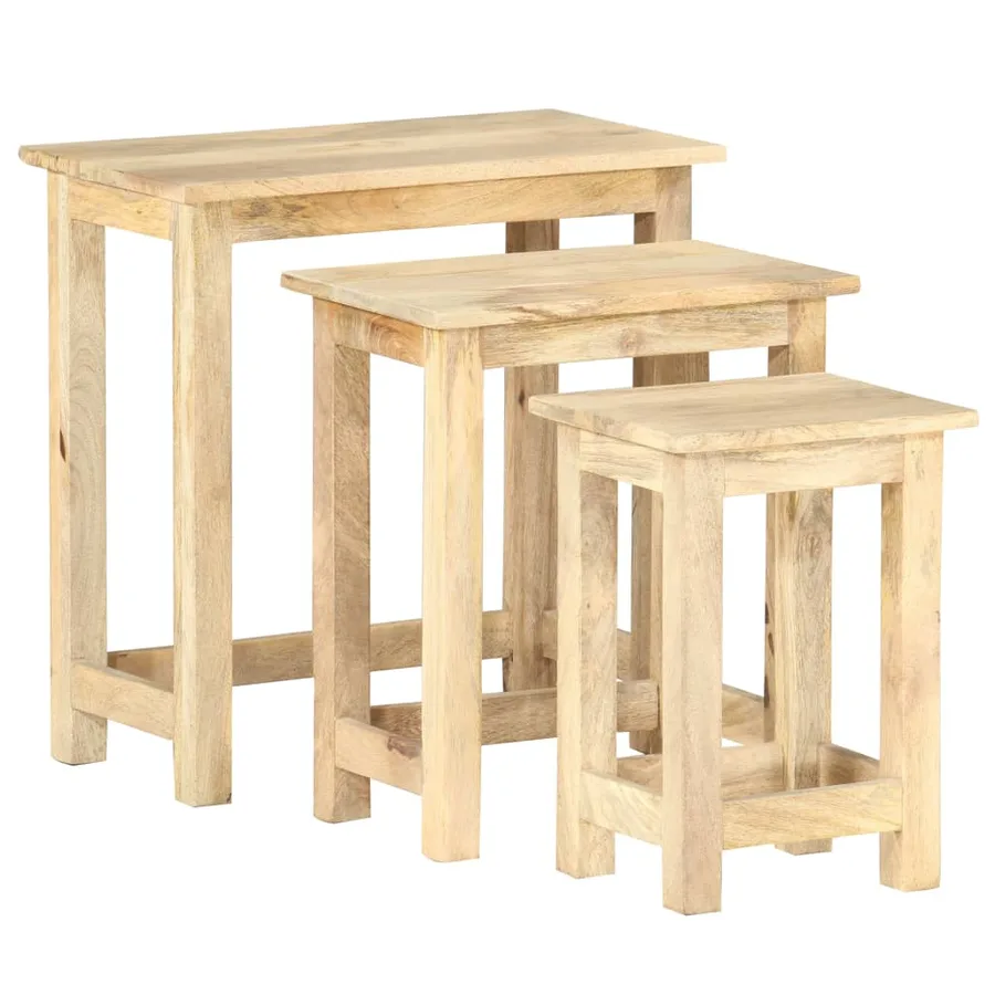 Tables gigognes 3 pcs Bois solide de manguier - 11