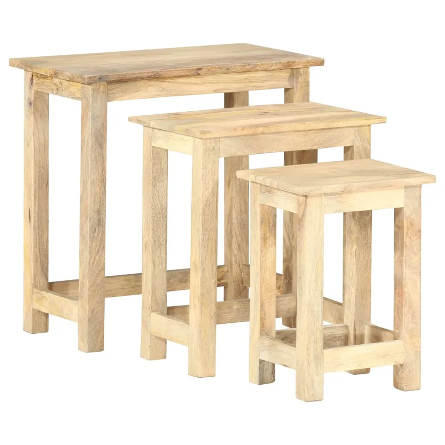 Tables gigognes 3 pcs Bois solide de manguier - 13